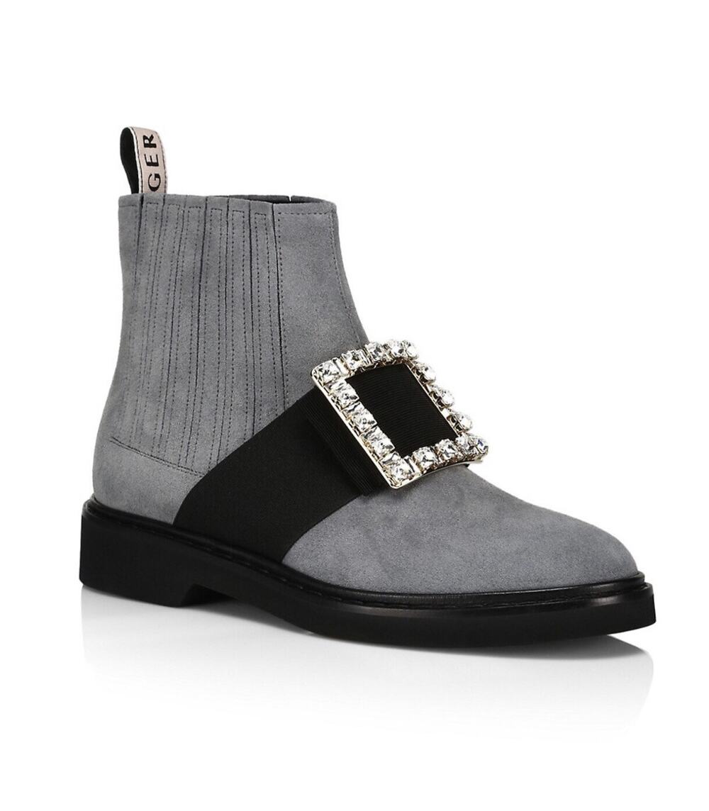 NIB Roger Vivier ‘Viv’ Suede Crystal Buckle Ranger Boots 39.5EU/9.5US $1945.00